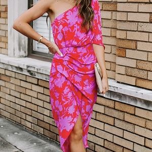 Hot Pink One Shoulder Dress
